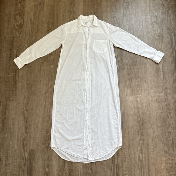 Frank And Eileen 100% Organic Cotton Rory White Maxi Shirt Dress Size XS - Picture 2 of 13